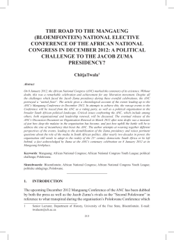 Sabinet | The road to the Mangaung (Bloemfontein) National