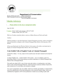 Media Advisory - Friends of Colonial Pemaquid