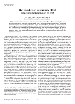 The postdiction superiority effect in metacomprehension of text