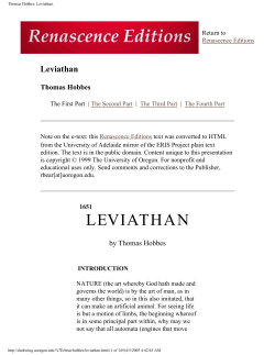 Thomas Hobbes. Leviathan. - Scholars` Bank