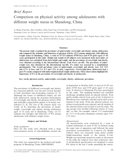 Comparison on physical activity among