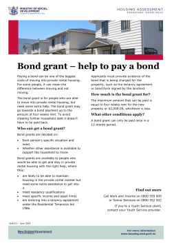 Bond grant &ndash; help to pay a bond