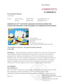 For Immediate Release IMPORTANT 20TH CENTURY CHINESE