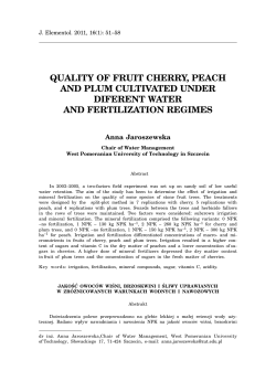 quality of fruit cherry, peach and plum cultivated under diferent water