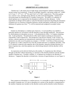ABSORPTION OF GAMMA RAYS `Gamma rays` is the name given to