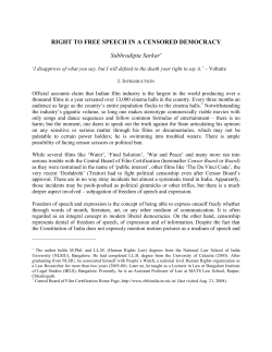 RIGHT TO FREE SPEECH IN A CENSORED DEMOCRACY