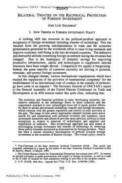 Bilateral Treaties on the Reciprocal Protection of Foreign Investment