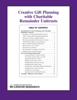 Creative Gift Planning with Charitable Remainder Unitrusts