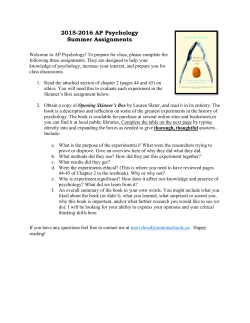 2015-2016 AP Psychology Summer Assignments