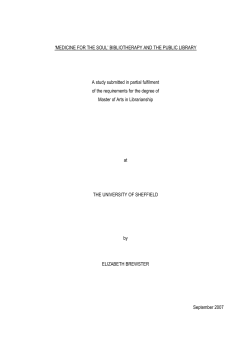 `Medicine for the Soul`: Bibliotherapy and the