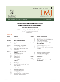 Transfusion of Blood Components to Infants under Four Months