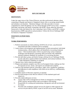 IOP COUNSELOR DEFINITION: Under the supervision of the