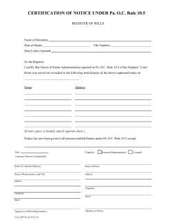 Certification of Notice under Pa. O.C. rule 10.5