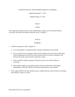 CONSTITUTION OF THE INTERFRATERNITY CONGRESS Adopted
