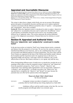 Section 2: Appraisal and Journalistic Voice