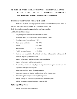 02. ROLE OF WATER IN PLANT GROWTH &ndash; HYDROLOGICAL