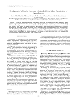 Development of a Model of Hookworm Infection Exhibiting Salient