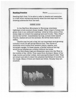 Reading Practice Name Reading Skill Goal: To be able to