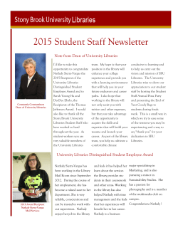 2015 Student Staff Newsletter - Stony Brook University Libraries