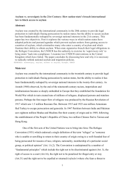 1 Asylum vs. sovereignty in the 21st Century: How nation