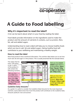 Food Labelling - The Channel Islands Co