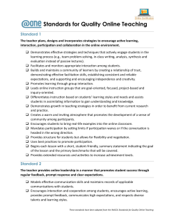 Standards for Quality Online Teaching