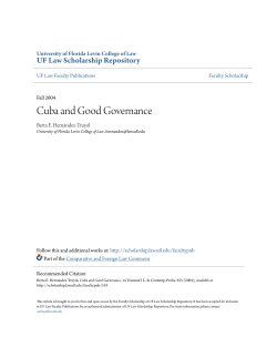 Cuba and Good Governance - UF Law Scholarship Repository