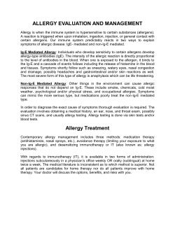 Allergy Evaluation and Management