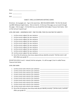 SUBJECT, VERB, and COMPOUND SENTENCE GAMES Direc
