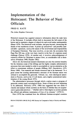 Implementation of the Holocaust: The Behavior of Nazi Officials