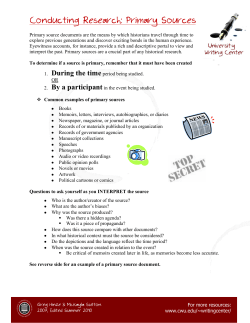 Conducting Research: Primary Sources
