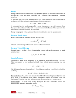 Exergy Exergy of Kinetic Energy Exergy of Potential Energy Some