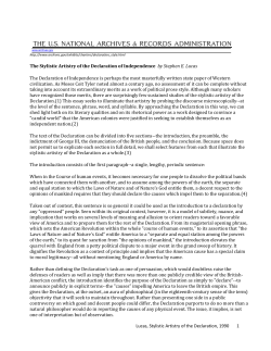 Lucas, Stylistic Artistry of the Declaration, 1990 1 The Stylistic Artistry