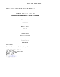 AFFECT, CULTURE, AND SELF-CONSTRUALS Feeling Badly