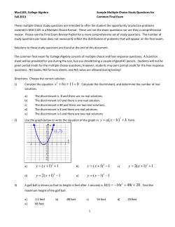 MAC1105 Multiple Choice Review for Final