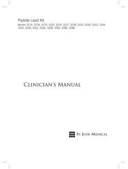 Paddle Lead Kit Clinician`s Manual - St. Jude Medical Instructions