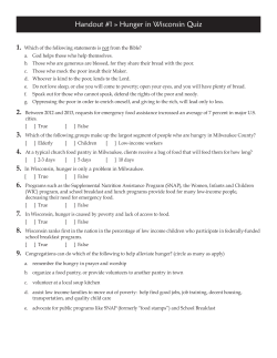 Handout #1 » Hunger in Wisconsin Quiz