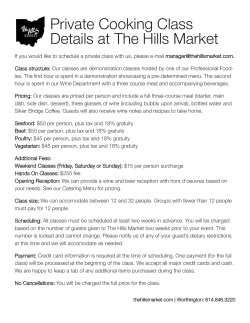 Private Cooking Class Details at The Hills Market