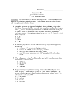 Your name: Economics 151 Development Economics 2nd Exam