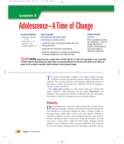 Adolescence - A Time of Change