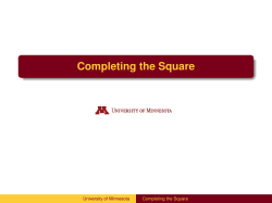 Completing the Square - Math User Home Pages