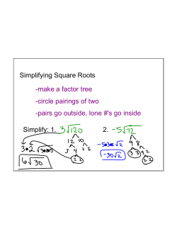 Simplifying Square Roots -make a factor tree