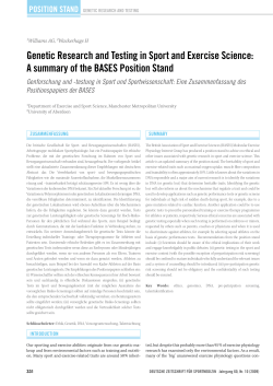 Genetic Research and Testing in Sport and