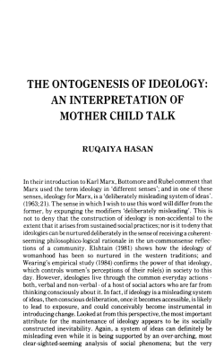 the ontogenesis of ideology: an interpretation of mother child talk