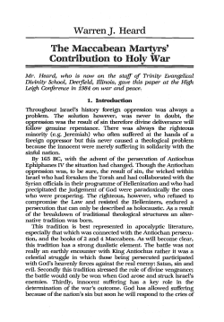 The Maccabean Martyrs` Contribution to Holy War