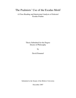 The Psalmists` Use of the Exodus Motif