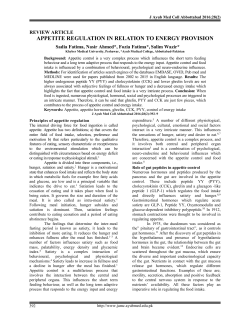 appetite regulation in relation to energy provision