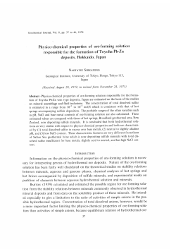 Physico-chemical properties of ore-forming solution responsible for