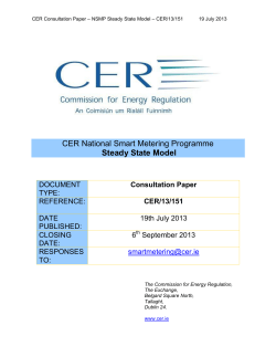 CER National Smart Metering Programme Steady State Model