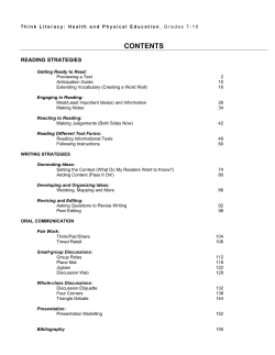 Think Literacy: Health and Physical Education , Grades 7-10